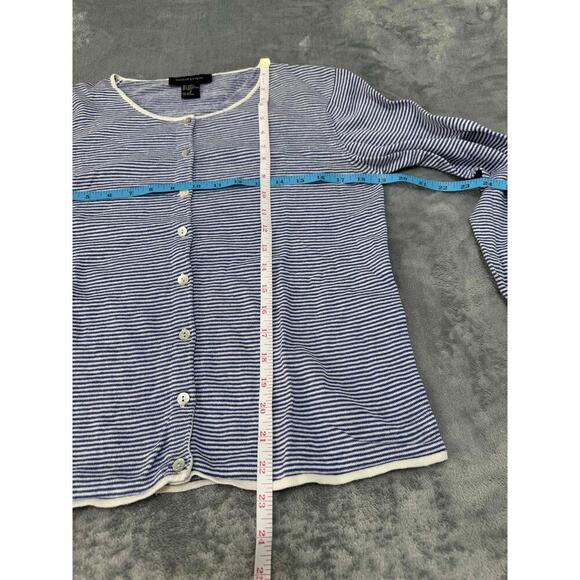 Boston Proper Blue White Striped Button Up Long Sleeve  Classic Cardigan Small - Picture 3 of 5